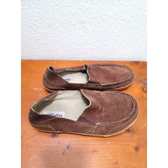 Olukai Men's Brown Suede Leather Slip-On Loafers Size 8.5 - Picture 3 of 9